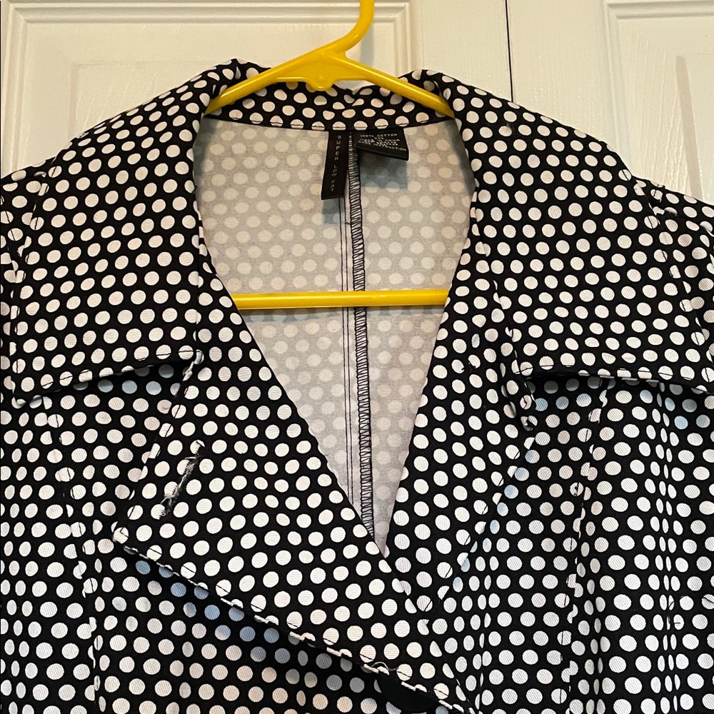 Women’s XXL Super Low Fat black white polka dot blazer 3 big button asymmetrical - Picture 2 of 13